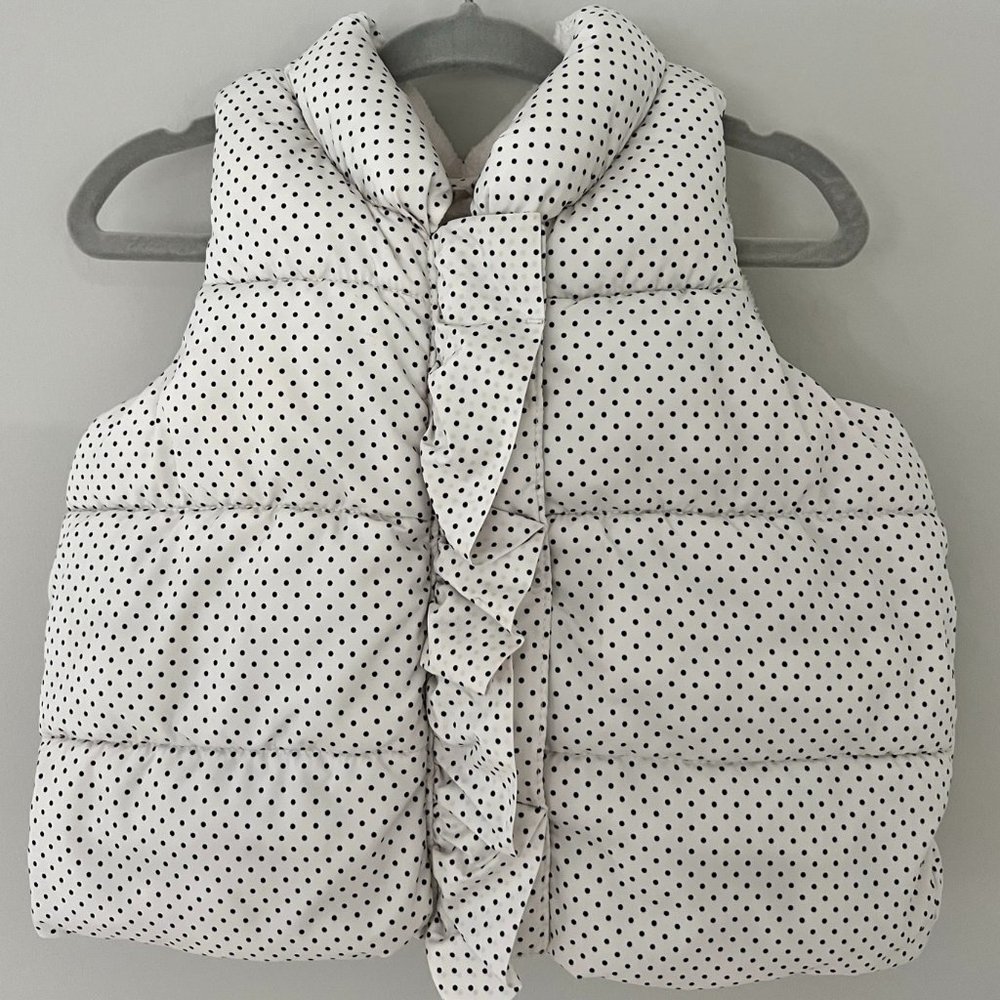 babyGap white, black polka dot puffer vest, button ruffle front size 12-18 month - Picture 1 of 2